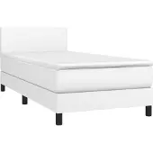 Syfax Cama box spring con colchón cuero sintético blanco 80x200 cm