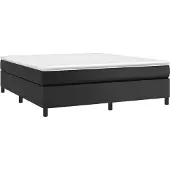 Syfax Cama box spring con colchón cuero sintético negro 160x200 cm