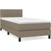 Syfax Cama box spring con colchón tela gris taupe 90x200 cm
