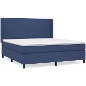 Syfax Cama box spring con colchón tela azul 160x200 cm