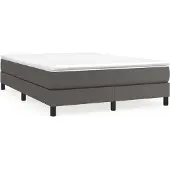 Syfax Cama box spring con colchón cuero sintético gris 140x200 cm