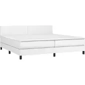 Syfax Cama box spring con colchón cuero sintético blanco 200x200 cm