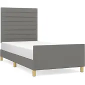 Syfax Estructura de cama sin colchón tela gris oscuro 80x200 cm