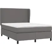 Syfax Cama box spring con colchón cuero sintético gris 140x200 cm