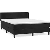 Syfax Cama box spring con colchón terciopelo negro 140x190 cm