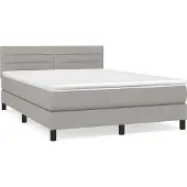 Syfax Cama box spring con colchón tela gris claro 140x200 cm