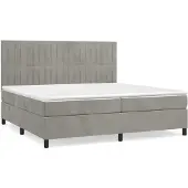Syfax Cama box spring con colchón terciopelo gris claro 200x200 cm