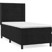 Syfax Cama box spring con colchón cuero sintético negro 90x190 cm