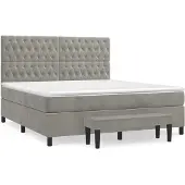 Syfax Cama box spring con colchón terciopelo gris claro 180x200 cm