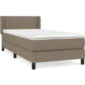 Syfax Cama box spring con colchón tela gris taupe 100x200 cm