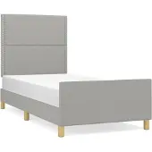 Syfax Estructura de cama sin colchón tela gris claro 90x200 cm