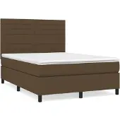 Syfax Cama box spring con colchón tela marrón oscuro 140x200 cm