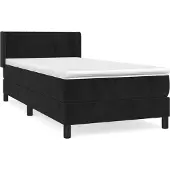 Syfax Cama box spring con colchón terciopelo negro 90x200 cm