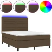 Syfax Cama box spring colchón luces LED tela marrón oscuro 140x200cm