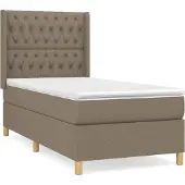 Syfax Cama box spring con colchón tela gris taupe 90x190 cm