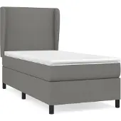 Syfax Cama box spring con colchón tela gris oscuro 100x200 cm
