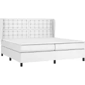 Syfax Cama box spring con colchón cuero sintético blanco 200x200 cm