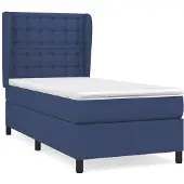 Syfax Cama box spring con colchón tela azul 90x200 cm
