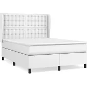 Syfax Cama box spring con colchón cuero sintético blanco 140x200cm