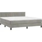 Syfax Cama box spring con colchón terciopelo gris claro 180x200 cm