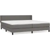 Syfax Cama box spring con colchón cuero sintético gris 200x200 cm