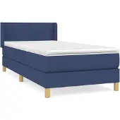 Syfax Cama box spring con colchón tela azul 90x190 cm