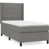 Syfax Cama box spring con colchón tela gris oscuro 100x200 cm
