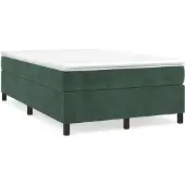 Syfax Cama box spring con colchón terciopelo verde oscuro 120x200 cm