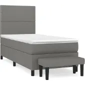 Syfax Cama box spring con colchón tela gris oscuro 90x190 cm