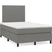 Syfax Cama box spring con colchón tela gris oscuro 120x200 cm