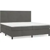 Syfax Cama box spring con colchón terciopelo gris oscuro 200x200 cm