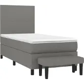 Syfax Cama box spring con colchón tela gris oscuro 80x200 cm