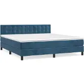 Syfax Cama box spring con colchón terciopelo azul oscuro 180x200 cm