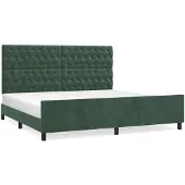 Syfax Estructura cama sin colchón terciopelo verde oscuro 200x200 cm