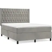 Syfax Cama box spring con colchón terciopelo gris claro 140x190 cm