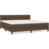 Syfax Cama box spring con colchón tela marrón oscuro 200x200 cm