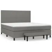 Syfax Cama box spring con colchón tela gris oscuro 180x200 cm