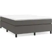 Syfax Cama box spring con colchón cuero sintético gris 160x200 cm