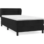 Syfax Cama box spring con colchón terciopelo negro 80x200 cm