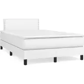 Syfax Cama box spring con colchón cuero sintético blanco 120x200 cm
