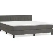 Syfax Cama box spring con colchón terciopelo gris oscuro 180x200 cm