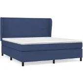 Syfax Cama box spring con colchón tela azul 160x200 cm