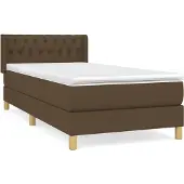 Syfax Cama box spring con colchón tela marrón oscuro 100x200 cm