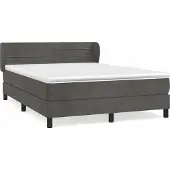 Syfax Cama box spring con colchón terciopelo gris oscuro 140x200 cm