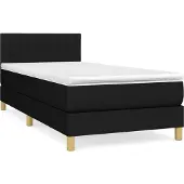 Syfax Cama box spring con colchón tela negro 80x200 cm