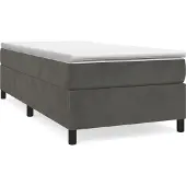 Syfax Cama box spring con colchón terciopelo gris oscuro 80x200 cm