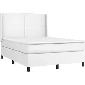Syfax Cama box spring con colchón cuero sintético blanco 140x200cm