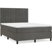 Syfax Cama box spring con colchón terciopelo gris oscuro 140x200 cm