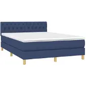 Syfax Cama box spring con colchón tela azul 140x200 cm