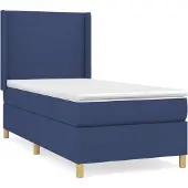 Syfax Cama box spring con colchón tela azul 90x200 cm
